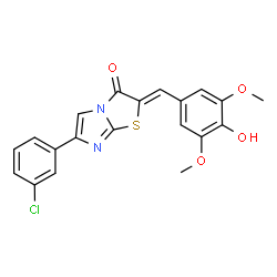 ChemSpider 2D Image | (2Z)-6-(3-Chlorophenyl)-2-(4-hydroxy-3,5-dimethoxybenzylidene)imidazo[2,1-b][1,3]thiazol-3(2H)-one | C20H15ClN2O4S