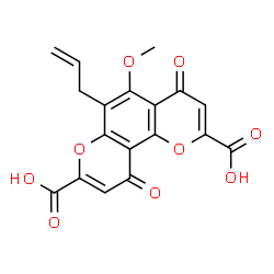ChemSpider 2D Image | 6-Allyl-5-methoxy-4,10-dioxo-4H,10H-pyrano[2,3-f]chromene-2,8-dicarboxylic acid | C18H12O9