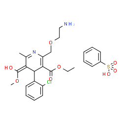 ChemSpider 2D Image | Ethyl (5E)-2-[(2-aminoethoxy)methyl]-4-(2-chlorophenyl)-5-[hydroxy(methoxy)methylene]-6-methyl-4,5-dihydro-3-pyridinecarboxylate benzenesulfonate (1:1) | C26H31ClN2O8S