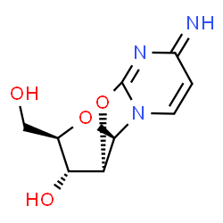 ChemSpider 2D Image | (2R,3R,3aR,9aR)-2-(Hydroxymethyl)-6-imino-2,3,3a,9a-tetrahydro-6H-furo[2',3':4,5][1,3]oxazolo[3,2-a]pyrimidin-3-ol | C9H11N3O4