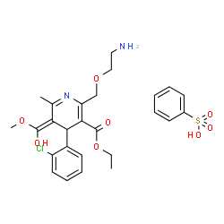 ChemSpider 2D Image | Ethyl (5Z)-2-[(2-aminoethoxy)methyl]-4-(2-chlorophenyl)-5-[hydroxy(methoxy)methylene]-6-methyl-4,5-dihydro-3-pyridinecarboxylate benzenesulfonate (1:1) | C26H31ClN2O8S