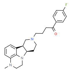 ChemSpider 2D Image | 1-(4-Fluorophenyl)-4-[(6bS,10aR)-3-methyl-2,3,6b,9,10,10a-hexahydro-1H-pyrido[3',4':4,5]pyrrolo[1,2,3-de]quinoxalin-8(7H)-yl]-1-butanone | C24H28FN3O