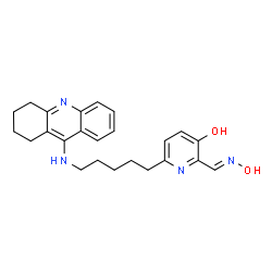 ChemSpider 2D Image | 2-[(E)-(Hydroxyimino)methyl]-6-[5-(1,2,3,4-tetrahydro-9-acridinylamino)pentyl]-3-pyridinol | C24H28N4O2