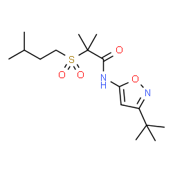 ChemSpider 2D Image | 2-Methyl-2-[(3-methylbutyl)sulfonyl]-N-[3-(2-methyl-2-propanyl)-1,2-oxazol-5-yl]propanamide | C16H28N2O4S
