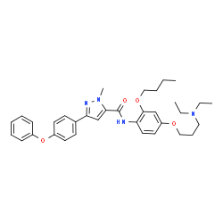 ChemSpider 2D Image | N-{2-Butoxy-4-[3-(diethylamino)propoxy]phenyl}-1-methyl-3-(4-phenoxyphenyl)-1H-pyrazole-5-carboxamide | C34H42N4O4