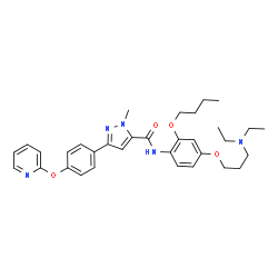 ChemSpider 2D Image | N-{2-Butoxy-4-[3-(diethylamino)propoxy]phenyl}-1-methyl-3-[4-(2-pyridinyloxy)phenyl]-1H-pyrazole-5-carboxamide | C33H41N5O4