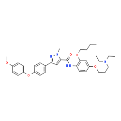 ChemSpider 2D Image | N-{2-Butoxy-4-[3-(diethylamino)propoxy]phenyl}-3-[4-(4-methoxyphenoxy)phenyl]-1-methyl-1H-pyrazole-5-carboxamide | C35H44N4O5