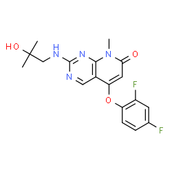 ChemSpider 2D Image | 5-(2,4-Difluorophenoxy)-2-[(2-hydroxy-2-methylpropyl)amino]-8-methylpyrido[2,3-d]pyrimidin-7(8H)-one | C18H18F2N4O3