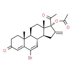 ChemSpider 2D Image | 6-Bromo-16-methylene-3,20-dioxopregna-4,6-dien-17-yl acetate | C24H29BrO4