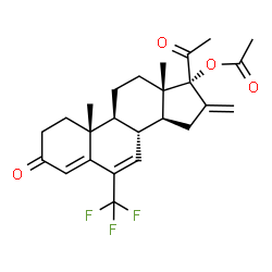 ChemSpider 2D Image | 16-Methylene-3,20-dioxo-6-(trifluoromethyl)pregna-4,6-dien-17-yl acetate | C25H29F3O4