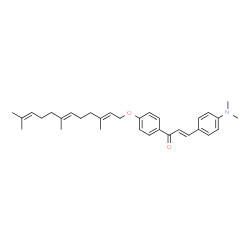ChemSpider 2D Image | (2E)-3-[4-(Dimethylamino)phenyl]-1-(4-{[(2E,6E)-3,7,11-trimethyl-2,6,10-dodecatrien-1-yl]oxy}phenyl)-2-propen-1-one | C32H41NO2