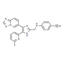 ChemSpider 2D Image | 4-({[5-(6-Methyl-2-pyridinyl)-4-([1,2,4]triazolo[1,5-a]pyridin-6-yl)-1H-imidazol-2-yl]methyl}amino)benzonitrile | C23H18N8