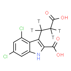 ChemSpider 2D Image | 3-[2-Carboxy(~3~H_4_)ethyl]-4,6-dichloro-1H-indole-2-carboxylic acid | C12H5T4Cl2NO4