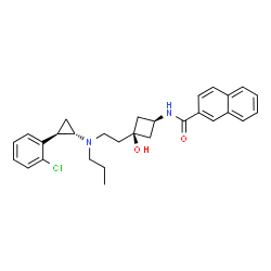 ChemSpider 2D Image | N-[cis-3-(2-{[(1S,2R)-2-(2-Chlorophenyl)cyclopropyl](propyl)amino}ethyl)-3-hydroxycyclobutyl]-2-naphthamide | C29H33ClN2O2