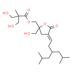 ChemSpider 2D Image | [(4E)-2-(Hydroxymethyl)-4-(3-isobutyl-5-methylhexylidene)-5-oxotetrahydro-2-furanyl]methyl 3-hydroxy-2-(hydroxymethyl)-2-methylpropanoate | C22H38O7