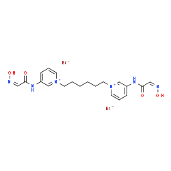 ChemSpider 2D Image | 1,1'-(1,6-Hexanediyl)bis(3-{[(2Z)-2-(hydroxyimino)acetyl]amino}pyridinium) dibromide | C20H26Br2N6O4