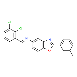 ChemSpider 2D Image | (E)-1-(2,3-Dichlorophenyl)-N-[2-(3-methylphenyl)-1,3-benzoxazol-5-yl]methanimine | C21H14Cl2N2O