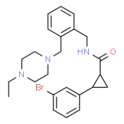 ChemSpider 2D Image | 2-(3-Bromophenyl)-N-{2-[(4-ethyl-1-piperazinyl)methyl]benzyl}cyclopropanecarboxamide | C24H30BrN3O
