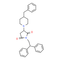 ChemSpider 2D Image | 3-(4-Benzyl-1-piperidinyl)-1-(2,2-diphenylethyl)-2,5-pyrrolidinedione | C30H32N2O2