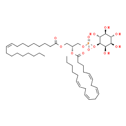 ChemSpider 2D Image | (2R)-2-[(5Z,8Z,11Z,14Z)-5,8,11,14-Icosatetraenoyloxy]-3-[(9Z)-9-octadecenoyloxy]propyl (1S,2R,3R,4S,5S,6R)-2,3,4,5,6-pentahydroxycyclohexyl phosphate | C47H80O13P