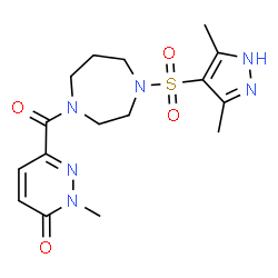 ChemSpider 2D Image | 6-({4-[(3,5-Dimethyl-1H-pyrazol-4-yl)sulfonyl]-1,4-diazepan-1-yl}carbonyl)-2-methyl-3(2H)-pyridazinone | C16H22N6O4S