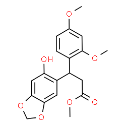 ChemSpider 2D Image | Methyl 3-(2,4-dimethoxyphenyl)-3-(6-hydroxy-1,3-benzodioxol-5-yl)propanoate | C19H20O7