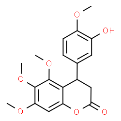 ChemSpider 2D Image | 4-(3-Hydroxy-4-methoxyphenyl)-5,6,7-trimethoxy-2-chromanone | C19H20O7