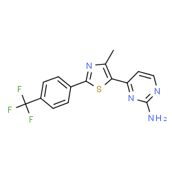 ChemSpider 2D Image | 4-{4-Methyl-2-[4-(trifluoromethyl)phenyl]-1,3-thiazol-5-yl}-2-pyrimidinamine | C15H11F3N4S