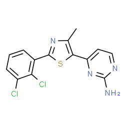 ChemSpider 2D Image | 4-[2-(2,3-Dichlorophenyl)-4-methyl-1,3-thiazol-5-yl]-2-pyrimidinamine | C14H10Cl2N4S