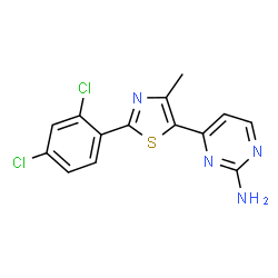 ChemSpider 2D Image | 4-[2-(2,4-Dichlorophenyl)-4-methyl-1,3-thiazol-5-yl]-2-pyrimidinamine | C14H10Cl2N4S