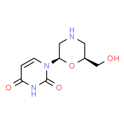 ChemSpider 2D Image | 1-[(2R,6S)-6-(Hydroxymethyl)-2-morpholinyl]-2,4(1H,3H)-pyrimidinedione | C9H13N3O4