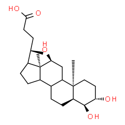 ChemSpider 2D Image | (3beta,4alpha,5beta,8xi,9xi,12alpha,14xi,17xi,20R)-3,4,12-Trihydroxycholan-24-oic acid | C24H40O5