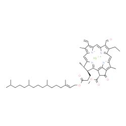 ChemSpider 2D Image | Magnesium (3S,4S,21R)-14-ethyl-13-formyl-21-(methoxycarbonyl)-4,8,18-trimethyl-20-oxo-3-(3-oxo-3-{[(2E)-3,7,11,15-tetramethyl-2-hexadecen-1-yl]oxy}propyl)-9-vinyl-23,25-didehydrophorbine-23,25-diide | C55H70MgN4O6