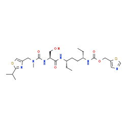 ChemSpider 2D Image | 1,3-Thiazol-5-ylmethyl {(3S,6S)-6-[(N-{[(2-isopropyl-1,3-thiazol-4-yl)methyl](methyl)carbamoyl}-L-seryl)amino]-3-octanyl}carbamate | C25H40N6O5S2