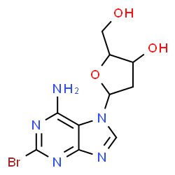 ChemSpider 2D Image | 2-Bromo-7-(2-deoxypentofuranosyl)-7H-purin-6-amine | C10H12BrN5O3