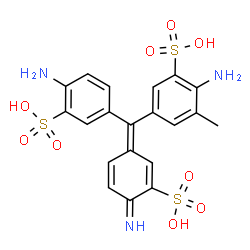 ChemSpider 2D Image | 2-Amino-5-[(Z)-(4-amino-3-sulfophenyl)(4-imino-3-sulfo-2,5-cyclohexadien-1-ylidene)methyl]-3-methylbenzenesulfonic acid | C20H19N3O9S3