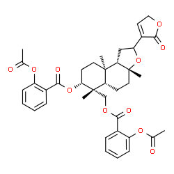 ChemSpider 2D Image | (3aR,5aS,6R,7R,9aR,9bS)-6-{[(2-Acetoxybenzoyl)oxy]methyl}-3a,6,9a-trimethyl-2-(2-oxo-2,5-dihydro-3-furanyl)dodecahydronaphtho[2,1-b]furan-7-yl 2-acetoxybenzoate | C38H42O11