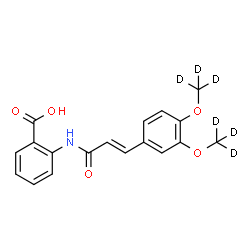 ChemSpider 2D Image | 2-{[(2E)-3-{3,4-Bis[(~2~H_3_)methyloxy]phenyl}-2-propenoyl]amino}benzoic acid | C18H11D6NO5
