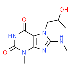 ChemSpider 2D Image | 7-(2-Hydroxypropyl)-3-methyl-8-(methylamino)-3,7-dihydro-1H-purine-2,6-dione | C10H15N5O3