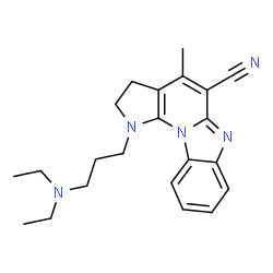 ChemSpider 2D Image | 1-[3-(Diethylamino)propyl]-4-methyl-2,3-dihydro-1H-pyrrolo[3',2':5,6]pyrido[1,2-a]benzimidazole-5-carbonitrile | C22H27N5