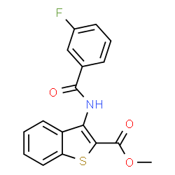 ChemSpider 2D Image | Methyl 3-[(3-fluorobenzoyl)amino]-1-benzothiophene-2-carboxylate | C17H12FNO3S