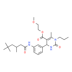 ChemSpider 2D Image | 2-Methoxyethyl 6-methyl-2-oxo-1-propyl-4-{3-[(3,5,5-trimethylhexanoyl)amino]phenyl}-1,2,3,4-tetrahydro-5-pyrimidinecarboxylate | C27H41N3O5