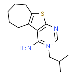 ChemSpider 2D Image | 4-Amino-3-isobutyl-6,7,8,9-tetrahydro-5H-cyclohepta[4,5]thieno[2,3-d]pyrimidin-3-ium | C15H22N3S