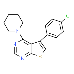 ChemSpider 2D Image | 5-(4-Chlorophenyl)-4-(1-piperidinyl)thieno[2,3-d]pyrimidine | C17H16ClN3S
