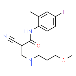 ChemSpider 2D Image | (2Z)-2-Cyano-N-(4-iodo-2-methylphenyl)-3-[(3-methoxypropyl)amino]acrylamide | C15H18IN3O2