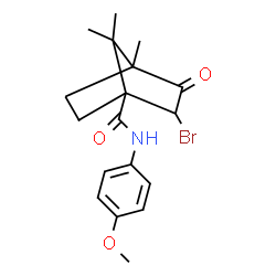 ChemSpider 2D Image | 2-Bromo-N-(4-methoxyphenyl)-4,7,7-trimethyl-3-oxobicyclo[2.2.1]heptane-1-carboxamide | C18H22BrNO3