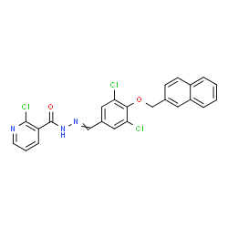 ChemSpider 2D Image | 2-Chloro-N'-[3,5-dichloro-4-(2-naphthylmethoxy)benzylidene]nicotinohydrazide | C24H16Cl3N3O2