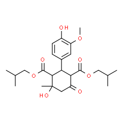 ChemSpider 2D Image | Diisobutyl 4-hydroxy-2-(4-hydroxy-3-methoxyphenyl)-4-methyl-6-oxo-1,3-cyclohexanedicarboxylate | C24H34O8