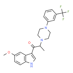 ChemSpider 2D Image | 1-(5-Methoxy-1H-indol-3-yl)-2-{4-[3-(trifluoromethyl)phenyl]-1-piperazinyl}-1-propanone | C23H24F3N3O2