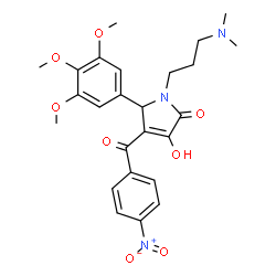 ChemSpider 2D Image | 1-[3-(Dimethylamino)propyl]-3-hydroxy-4-(4-nitrobenzoyl)-5-(3,4,5-trimethoxyphenyl)-1,5-dihydro-2H-pyrrol-2-one | C25H29N3O8